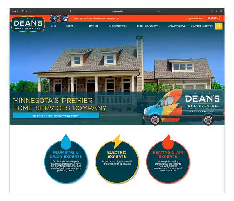 Dean's Home Services - website copy by Media Bridge