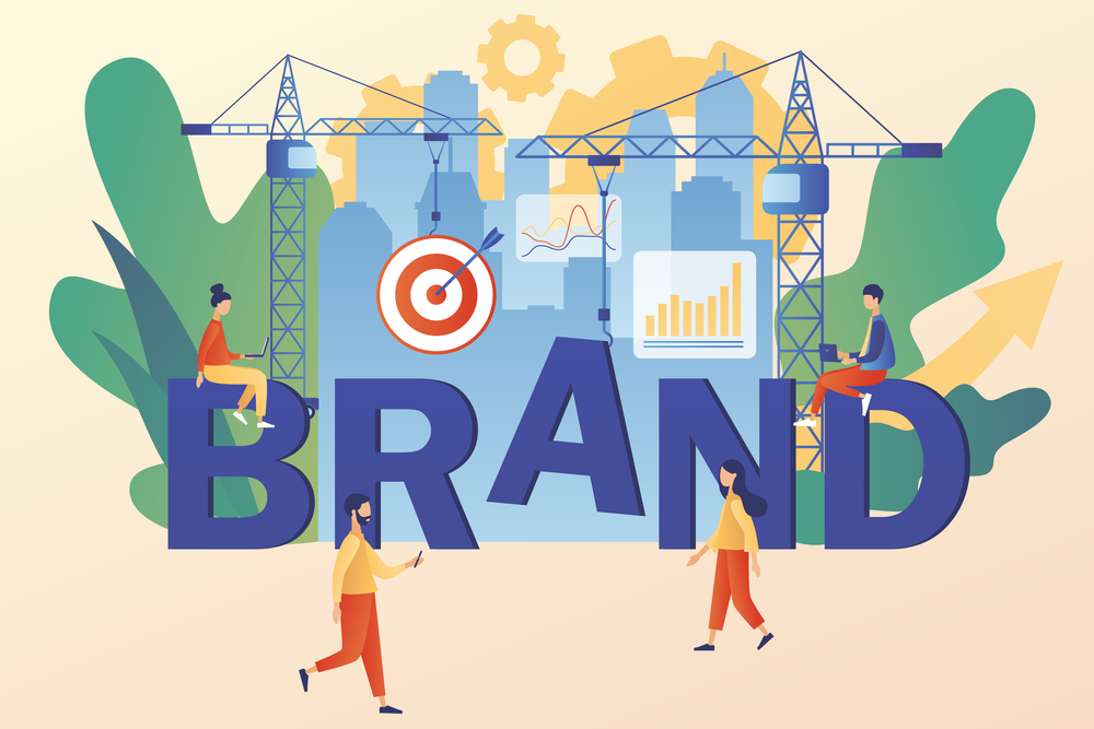 Animation centered around the word "brand"